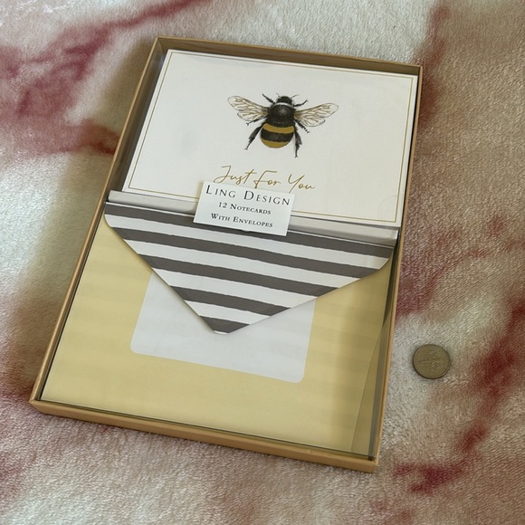 Just For You Bumble Bee Note Card Set of 12 With Envelopes NWT Ling Design - Picture 10 of 12